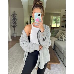 Missguided Gray Button Down Shirt